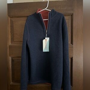 Class Club Boys 1/4 Zip Sweater (Size 10/12)- Navy and Orange Reversible NWT